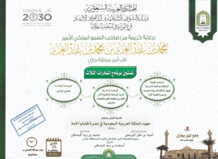 افتتاح المبادرات الدعوية بندوة جهود المملكة في نصرة قضايا الأمة في جامع النور بجيزان 