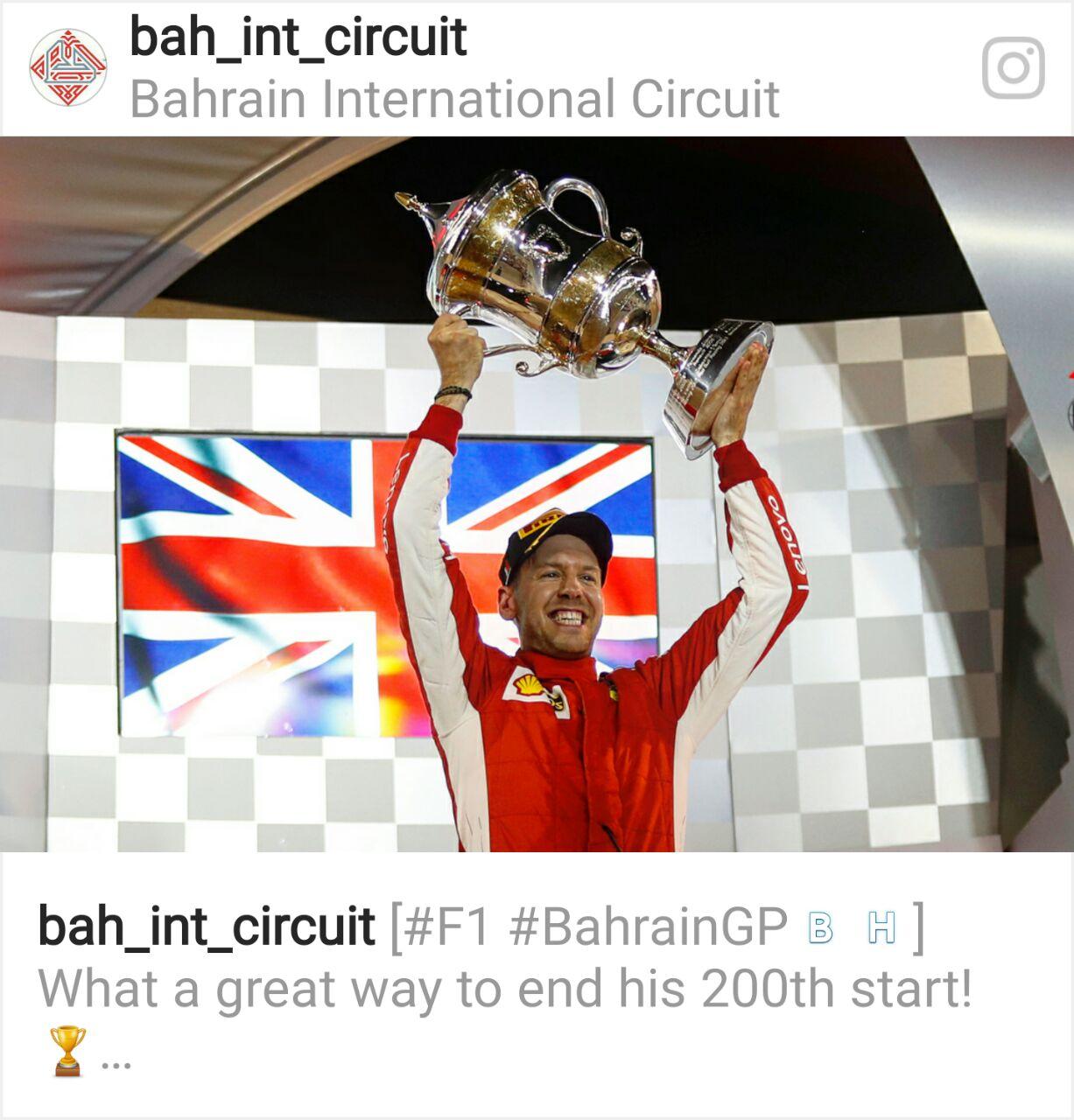 الألماني فيتيل يخطف فوزه الثاني لهذا الموسم بجائزة البحرين الكبري2018