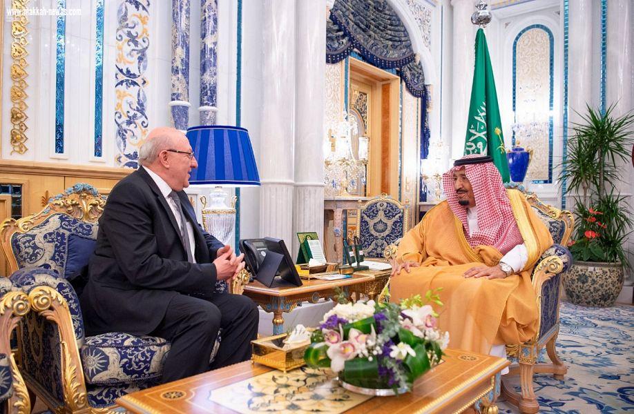 خادم الحرمين الشريفين يستقبل سفير جمهورية مصر العربية بمناسبة انتهاء فترة عمله سفيراً لبلاده لدى المملكة